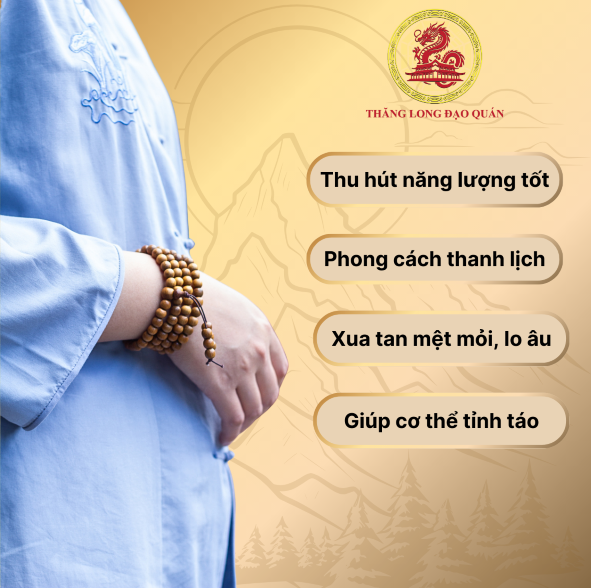 Vòng tay 108 hạt Gỗ Bách Xanh Mộc Châu thơm ngọt theo thời gian, hương thơm tự nhiên