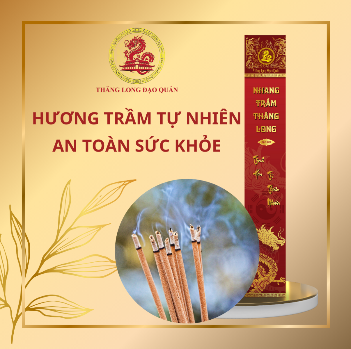 COMBO 3 Hộp Nhang Trầm Hương Đặc Biệt THĂNG LONG, hộp 30 nén, 38cm, lượng tinh dầu Trầm Hương cao