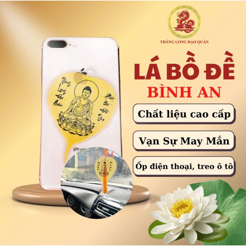 Lá Bồ Đề Phật THĂNG LONG - May Mắn Bình An Tài Lộc Trang Trí Nhà Cửa Treo Cây ô tô ốp Điện Thoại