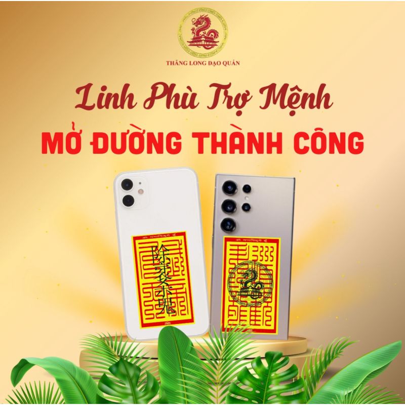 Linh phù trợ mệnh phong thủy, bình an, phát tài dán ốp điện thoại
