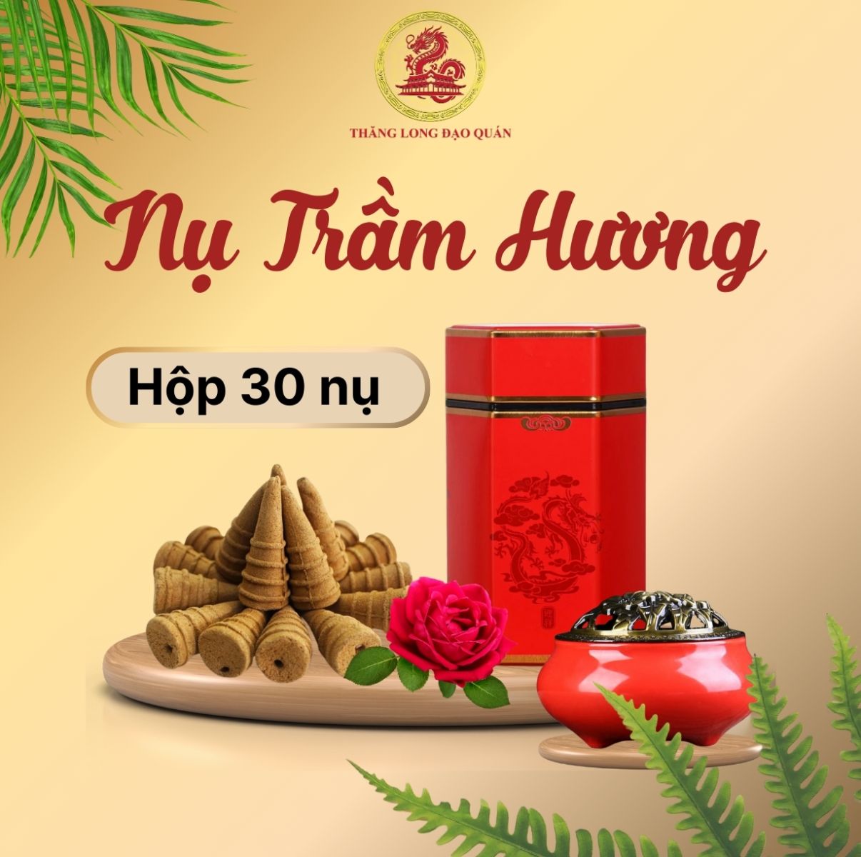Nụ Trầm Hương Cao Cấp THĂNG LONG tự nhiên 100% hương trầm tự nhiên, không chất hóa học - Hộp 30 nụ
