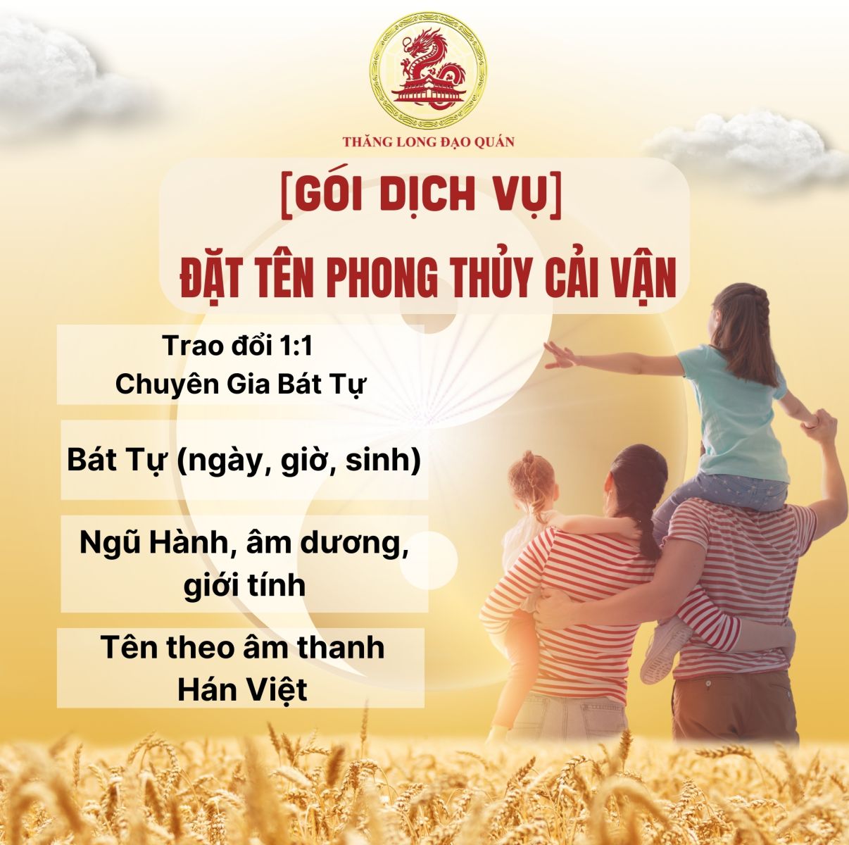 [GÓI DỊCH VỤ]  ĐẶT TÊN PHONG THỦY CẢI VẬN - THĂNG LONG ĐẠO QUÁN