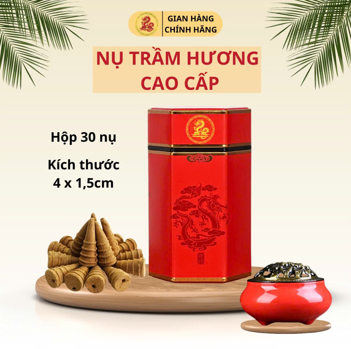 Nụ Trầm Hương Cao Cấp THĂNG LONG tự nhiên 100% hương trầm tự nhiên, không chất hóa học - Hộp 30 nụ