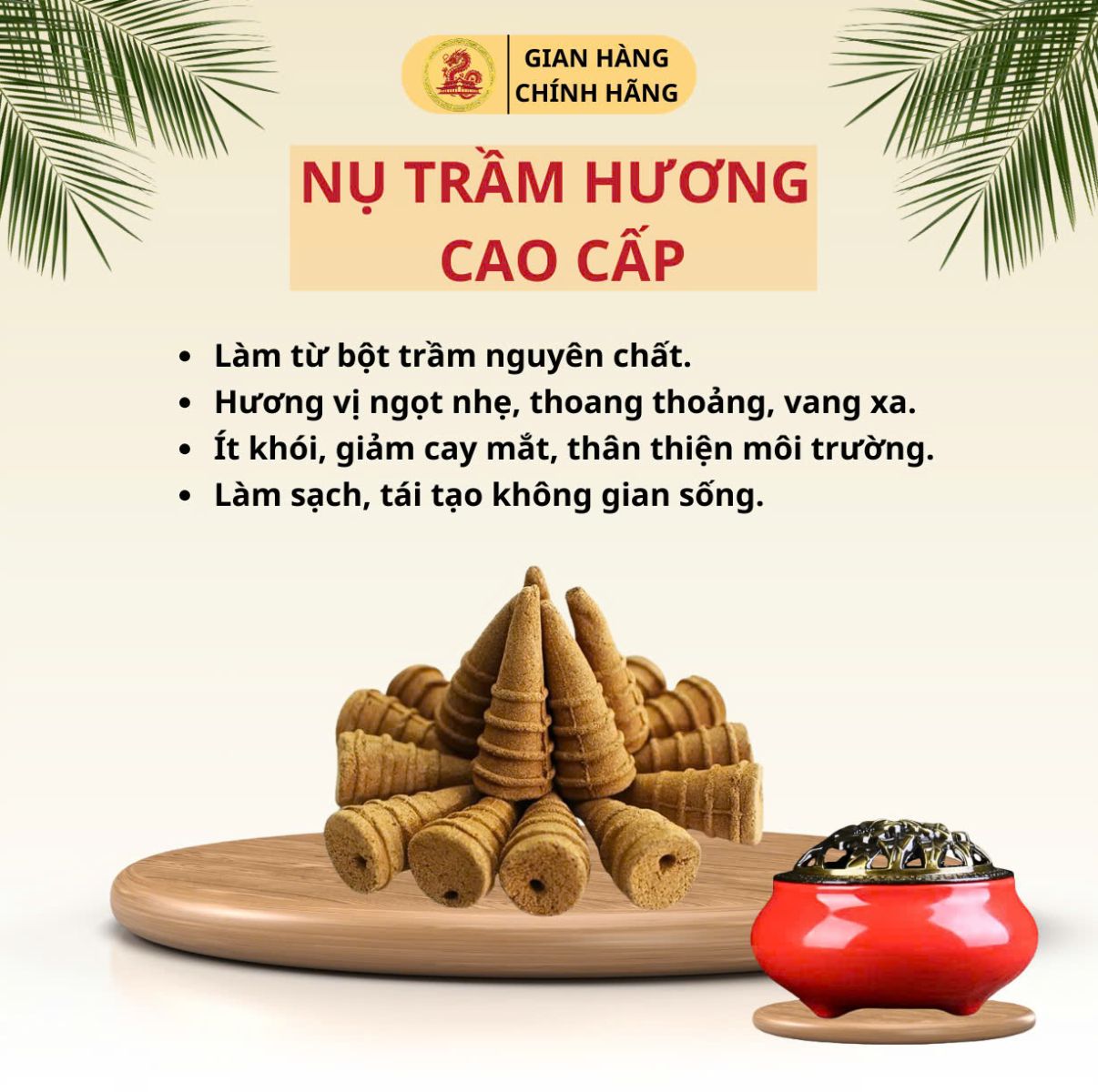 Nụ Trầm Hương Cao Cấp THĂNG LONG tự nhiên 100% hương trầm tự nhiên, không chất hóa học - Hộp 30 nụ