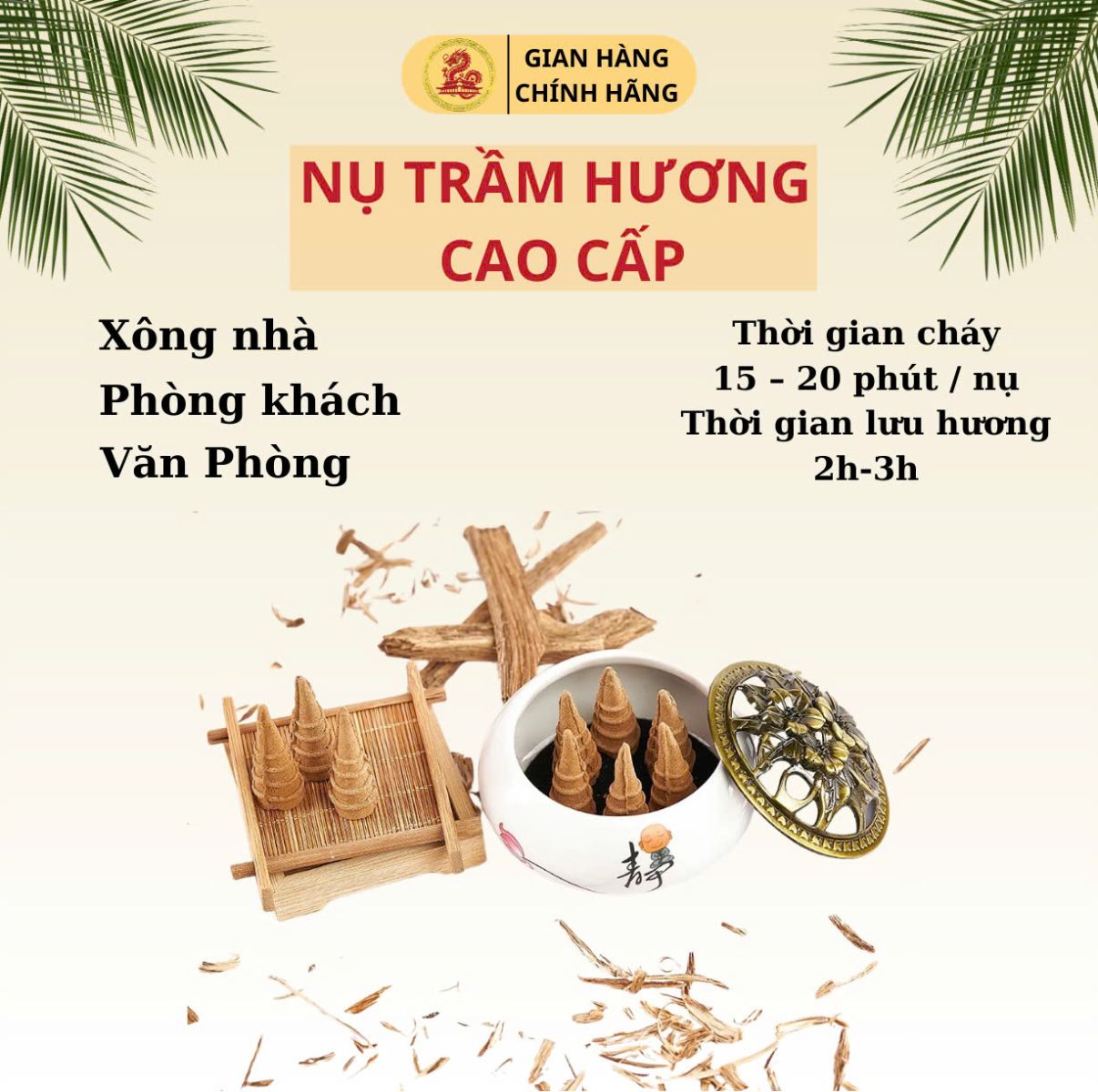 Nụ Trầm Hương Cao Cấp THĂNG LONG tự nhiên 100% hương trầm tự nhiên, không chất hóa học - Hộp 30 nụ